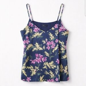 GAP Navy Floral Cami Top - Pink Orchid & Mimosa Print - Coquette Cottagecore M